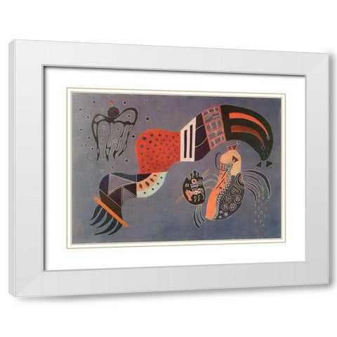 Tempered Elan 1944 White Modern Wood Framed Art Print with Double Matting by Kandinsky, Wassily