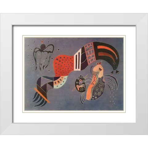 Tempered Elan 1944 White Modern Wood Framed Art Print with Double Matting by Kandinsky, Wassily