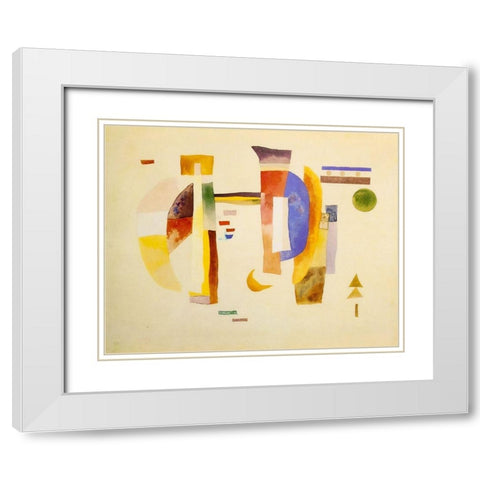 The Bridge 1932 White Modern Wood Framed Art Print with Double Matting by Kandinsky, Wassily