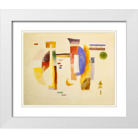 The Bridge 1932 White Modern Wood Framed Art Print with Double Matting by Kandinsky, Wassily