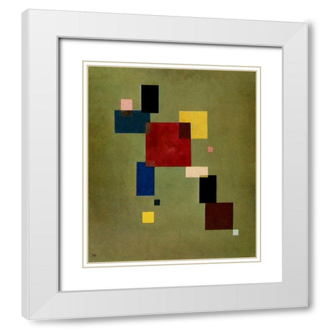 Thirteen Rectangles 1930 White Modern Wood Framed Art Print with Double Matting by Kandinsky, Wassily