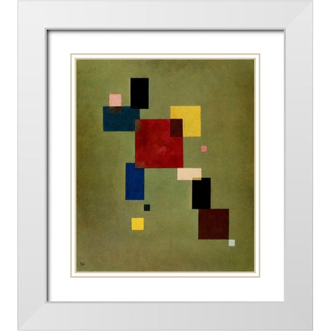 Thirteen Rectangles 1930 White Modern Wood Framed Art Print with Double Matting by Kandinsky, Wassily
