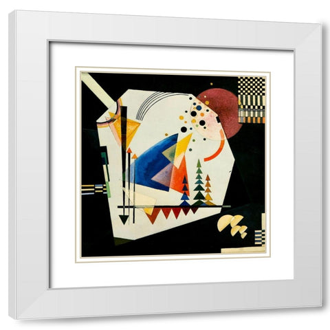 Three Sounds 1926 White Modern Wood Framed Art Print with Double Matting by Kandinsky, Wassily