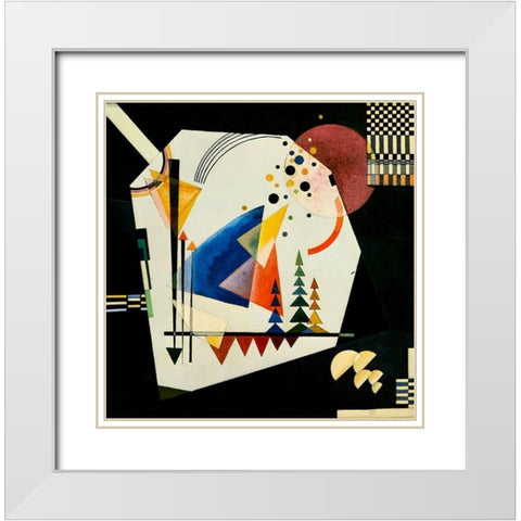 Three Sounds 1926 White Modern Wood Framed Art Print with Double Matting by Kandinsky, Wassily