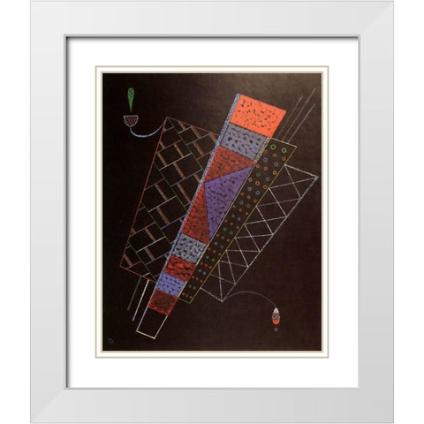 Two Figures 1939 White Modern Wood Framed Art Print with Double Matting by Kandinsky, Wassily