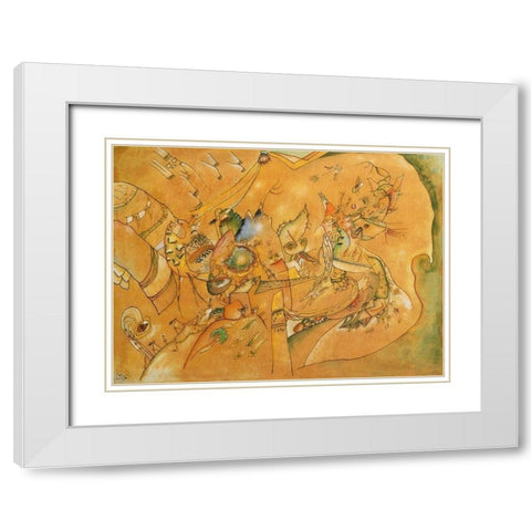 Untitled 2.1 1918 White Modern Wood Framed Art Print with Double Matting by Kandinsky, Wassily