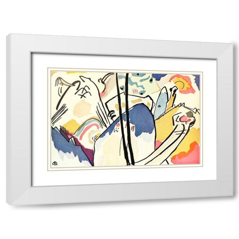 Watercolour sketch for comp.4 White Modern Wood Framed Art Print with Double Matting by Kandinsky, Wassily
