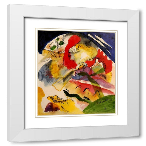White Lines 1913 White Modern Wood Framed Art Print with Double Matting by Kandinsky, Wassily