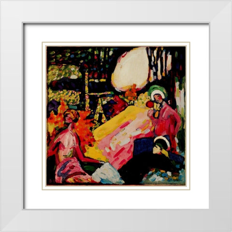White Sound 1908 White Modern Wood Framed Art Print with Double Matting by Kandinsky, Wassily