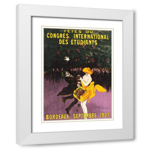 Celebrations of the international student congress-Bordeaux White Modern Wood Framed Art Print with Double Matting by Cappiello, Leonetto