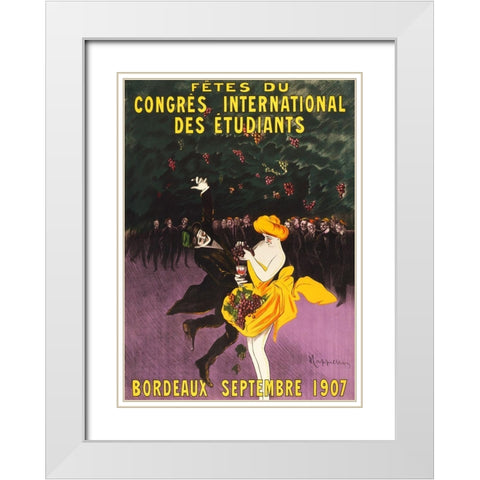 Celebrations of the international student congress-Bordeaux White Modern Wood Framed Art Print with Double Matting by Cappiello, Leonetto