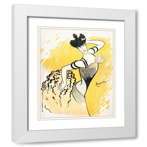 Louise Balthy at the Folies-Bergeres White Modern Wood Framed Art Print with Double Matting by Cappiello, Leonetto