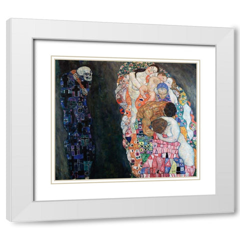 Death and Life White Modern Wood Framed Art Print with Double Matting by Klimt, Gustav