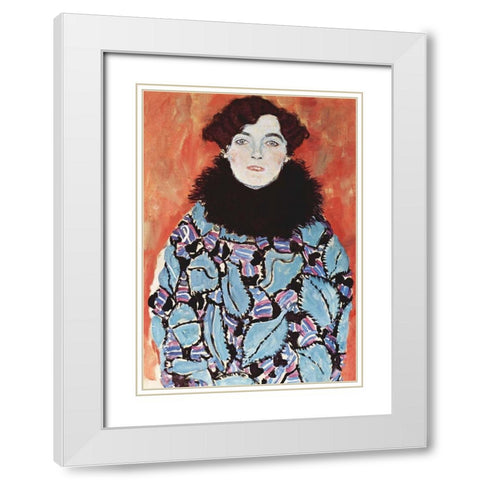 Portrait of Johanna Staude White Modern Wood Framed Art Print with Double Matting by Klimt, Gustav