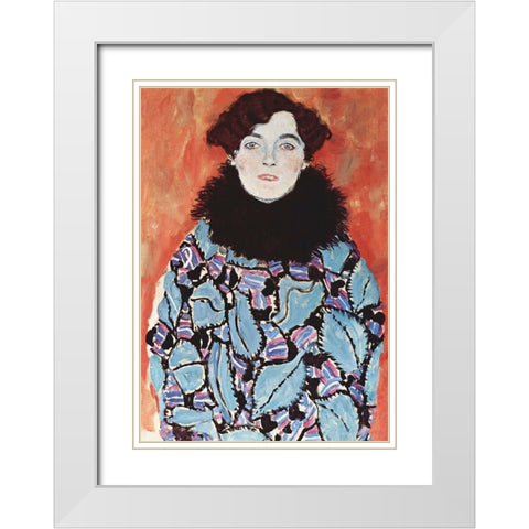 Portrait of Johanna Staude White Modern Wood Framed Art Print with Double Matting by Klimt, Gustav