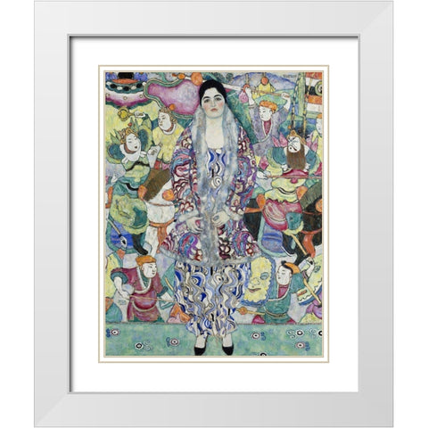 Portrait of Friederike Maria Beer White Modern Wood Framed Art Print with Double Matting by Klimt, Gustav
