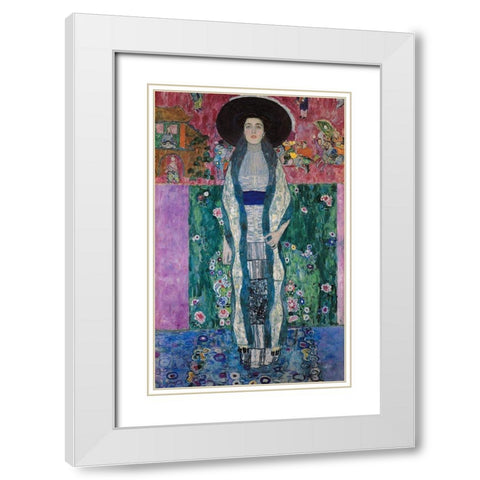 Portrait of Adele Bloch-Bauer White Modern Wood Framed Art Print with Double Matting by Klimt, Gustav