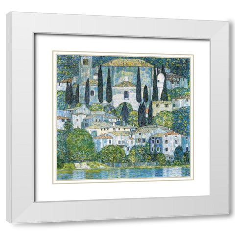 Kirche in Cassone White Modern Wood Framed Art Print with Double Matting by Klimt, Gustav