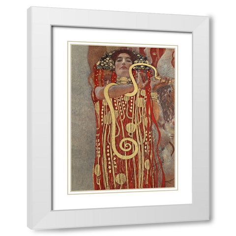 Hygieia White Modern Wood Framed Art Print with Double Matting by Klimt, Gustav