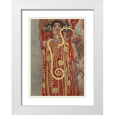 Hygieia White Modern Wood Framed Art Print with Double Matting by Klimt, Gustav