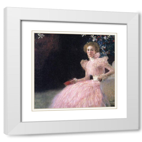 Bildnis Sonja Knips White Modern Wood Framed Art Print with Double Matting by Klimt, Gustav