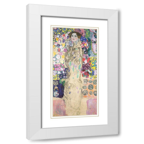 Portrait of Maria Munk White Modern Wood Framed Art Print with Double Matting by Klimt, Gustav