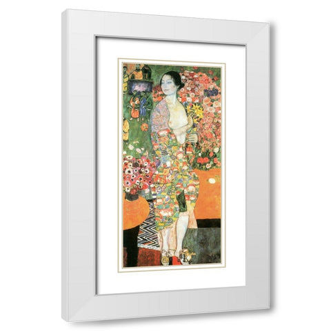 The Dancer White Modern Wood Framed Art Print with Double Matting by Klimt, Gustav