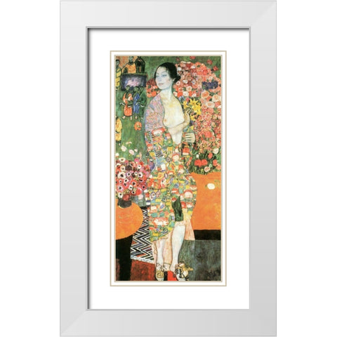 The Dancer White Modern Wood Framed Art Print with Double Matting by Klimt, Gustav