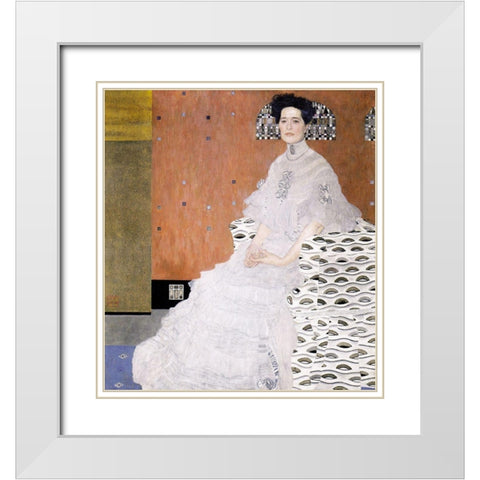 Bildnis Fritza Riedler White Modern Wood Framed Art Print with Double Matting by Klimt, Gustav