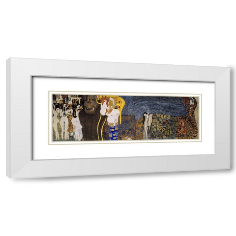 The Hostile Powers White Modern Wood Framed Art Print with Double Matting by Klimt, Gustav