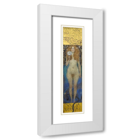 Nuda Veritas White Modern Wood Framed Art Print with Double Matting by Klimt, Gustav