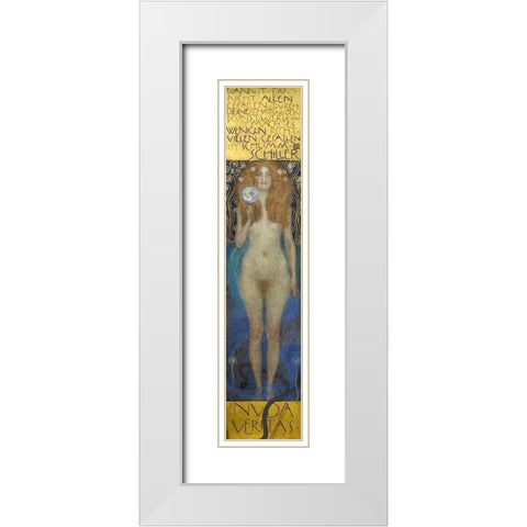 Nuda Veritas White Modern Wood Framed Art Print with Double Matting by Klimt, Gustav