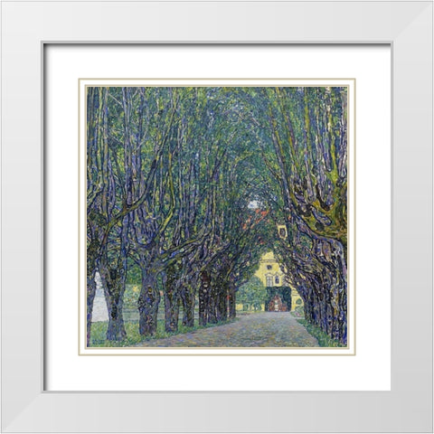 Allee at Schloss Kammer White Modern Wood Framed Art Print with Double Matting by Klimt, Gustav