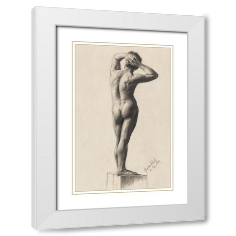 Male Nude White Modern Wood Framed Art Print with Double Matting by Klimt, Gustav