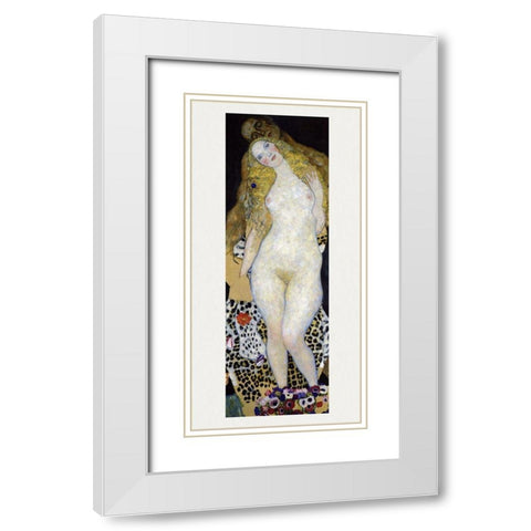 Adam and Eve White Modern Wood Framed Art Print with Double Matting by Klimt, Gustav