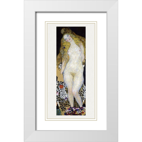 Adam and Eve White Modern Wood Framed Art Print with Double Matting by Klimt, Gustav