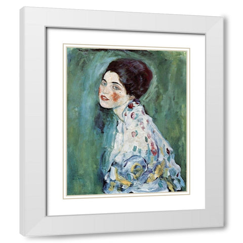 Portrait of a Lady White Modern Wood Framed Art Print with Double Matting by Klimt, Gustav