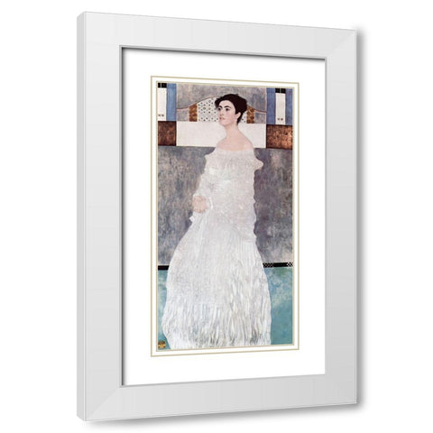 Portrait of Margaret Stonborough-Wittgenstein White Modern Wood Framed Art Print with Double Matting by Klimt, Gustav