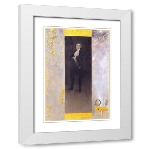 Der Hofschauspieler Josef Lewinsky als Carlos in Clavigo White Modern Wood Framed Art Print with Double Matting by Klimt, Gustav