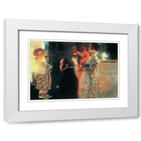 Schubert at the Piano II White Modern Wood Framed Art Print with Double Matting by Klimt, Gustav