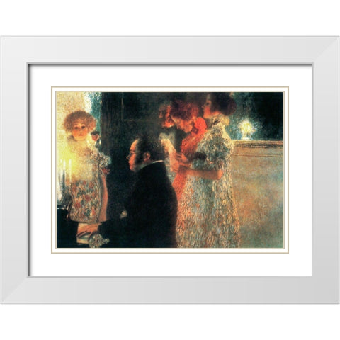 Schubert at the Piano II White Modern Wood Framed Art Print with Double Matting by Klimt, Gustav