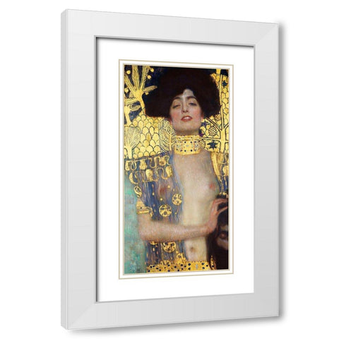 Judith and the Head of Holofernes White Modern Wood Framed Art Print with Double Matting by Klimt, Gustav