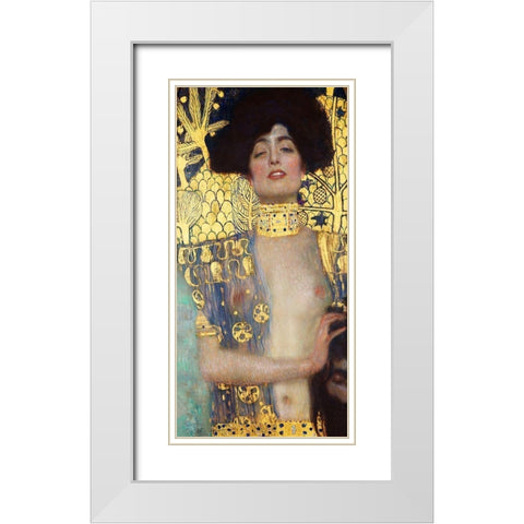 Judith and the Head of Holofernes White Modern Wood Framed Art Print with Double Matting by Klimt, Gustav