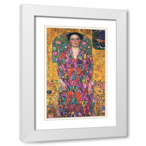 Portrait of Eugenia Primavesi White Modern Wood Framed Art Print with Double Matting by Klimt, Gustav