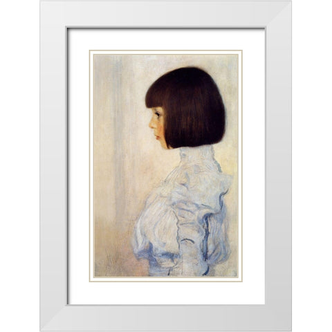 Portrait of Helene Klimt White Modern Wood Framed Art Print with Double Matting by Klimt, Gustav