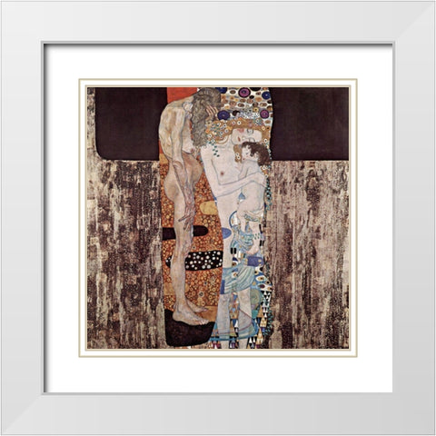 The Three Ages of the Woman White Modern Wood Framed Art Print with Double Matting by Klimt, Gustav
