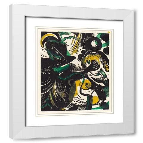Genesis IIÂ White Modern Wood Framed Art Print with Double Matting by Marc, Franz