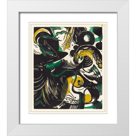 Genesis II  White Modern Wood Framed Art Print with Double Matting by Marc, Franz