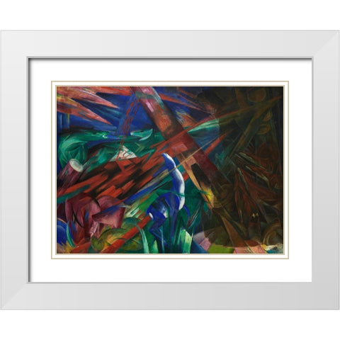 Animal fates-the trees showed their rings-the animals their veins White Modern Wood Framed Art Print with Double Matting by Marc, Franz