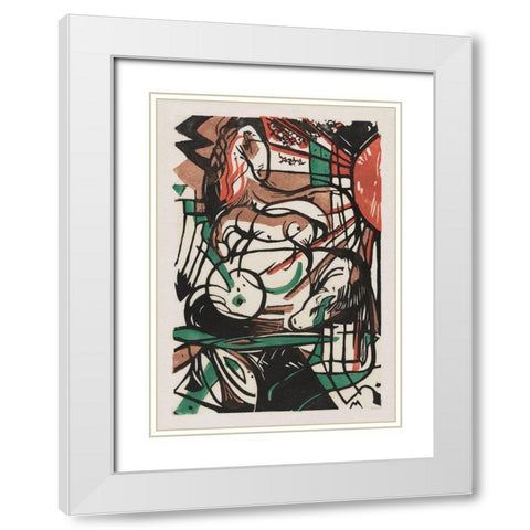The Birth of Horses White Modern Wood Framed Art Print with Double Matting by Marc, Franz